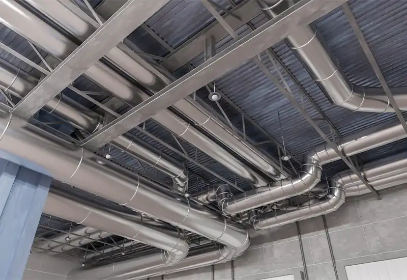 HVAC system on the ceiling of an industrial facility.